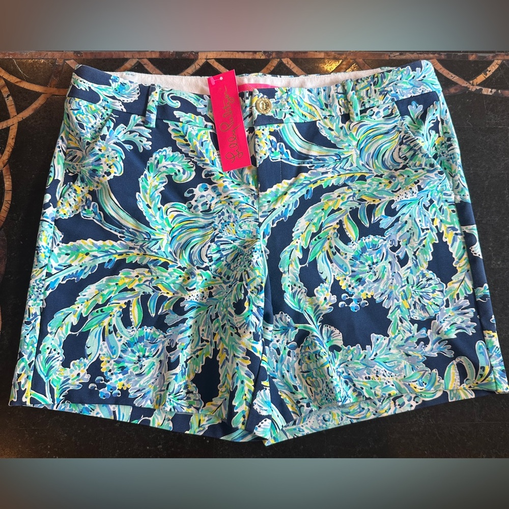 NWT Lilly Pulitzer JAYNE Shorts, Sz 12, High‎ Tide Navy Scuba Doo, 7” Inseam
